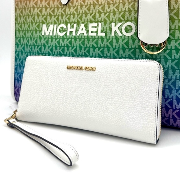 Michael Kors Mirella Medium Logo Tote Bag & Matching Continental Wallet Rainbow - Picture 10 of 12